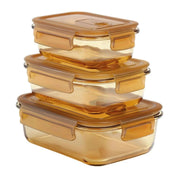 Set x3 Refractarias Comsan Tapa Vidrio Ámbar