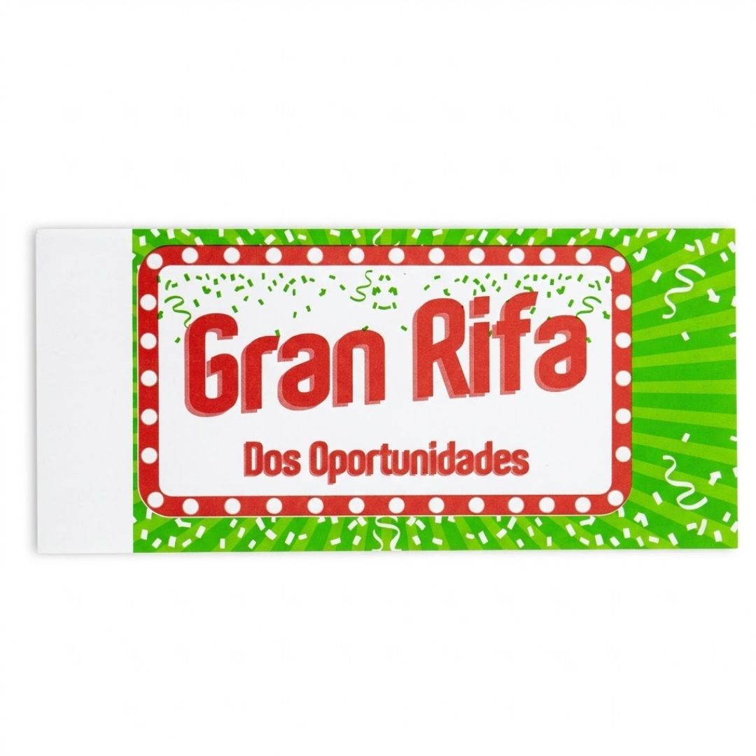 Talonario Rifa 2 Oportunidades Grande x50