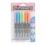 Marcador Permanente Primavera Punta Fina Pastel x 6