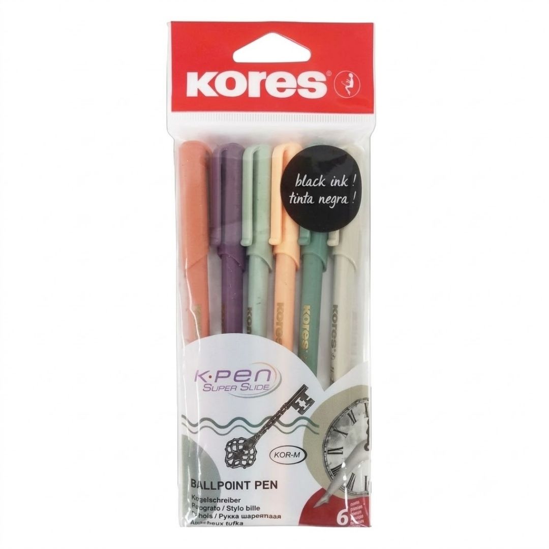 Bolígrafo Kores Vintage Tinta Negra - 6 Unidades