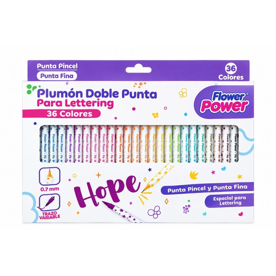 Plumones Primavera Flower Power Lettering 36 Unidades