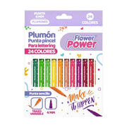 Plumones Primavera Flower Power Lettering 24 Unidades