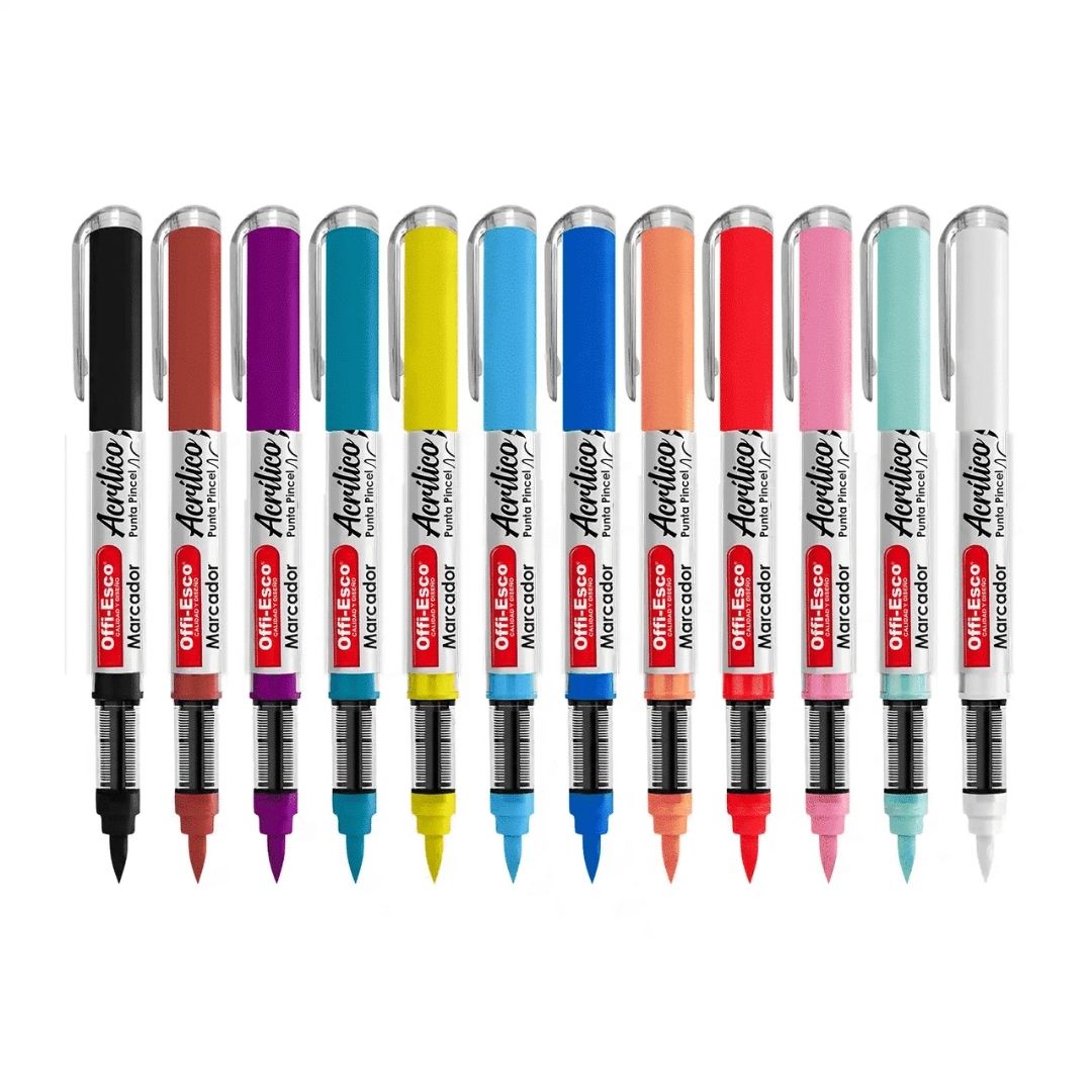 Marcador Acrílico Offi-Esco Punta Pincel x 12 Unds