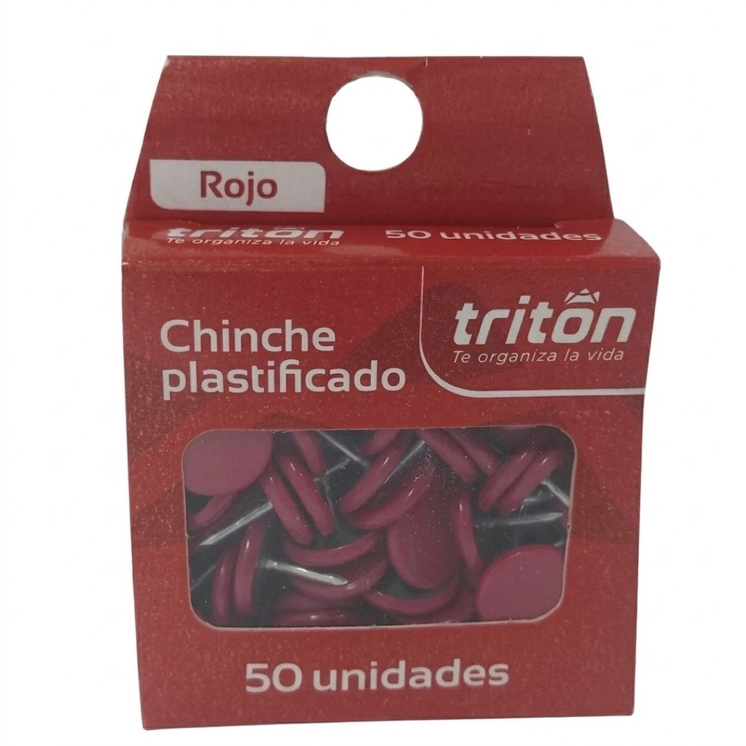Chinche Plastificado Rojo Triton x50