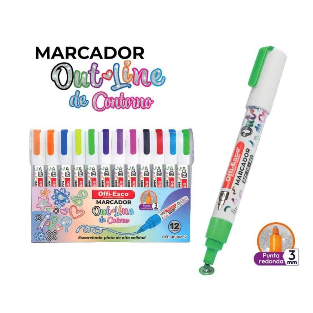 Marcador Offi-Esco Out Line de Contorno x 12 Unds