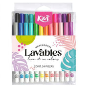 Marcadores Plumones Kiut Lavables x 24