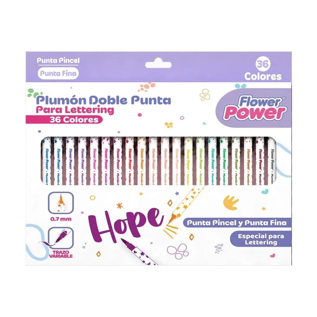 Plumones Primavera Flower Power Lettering 36 Unidades