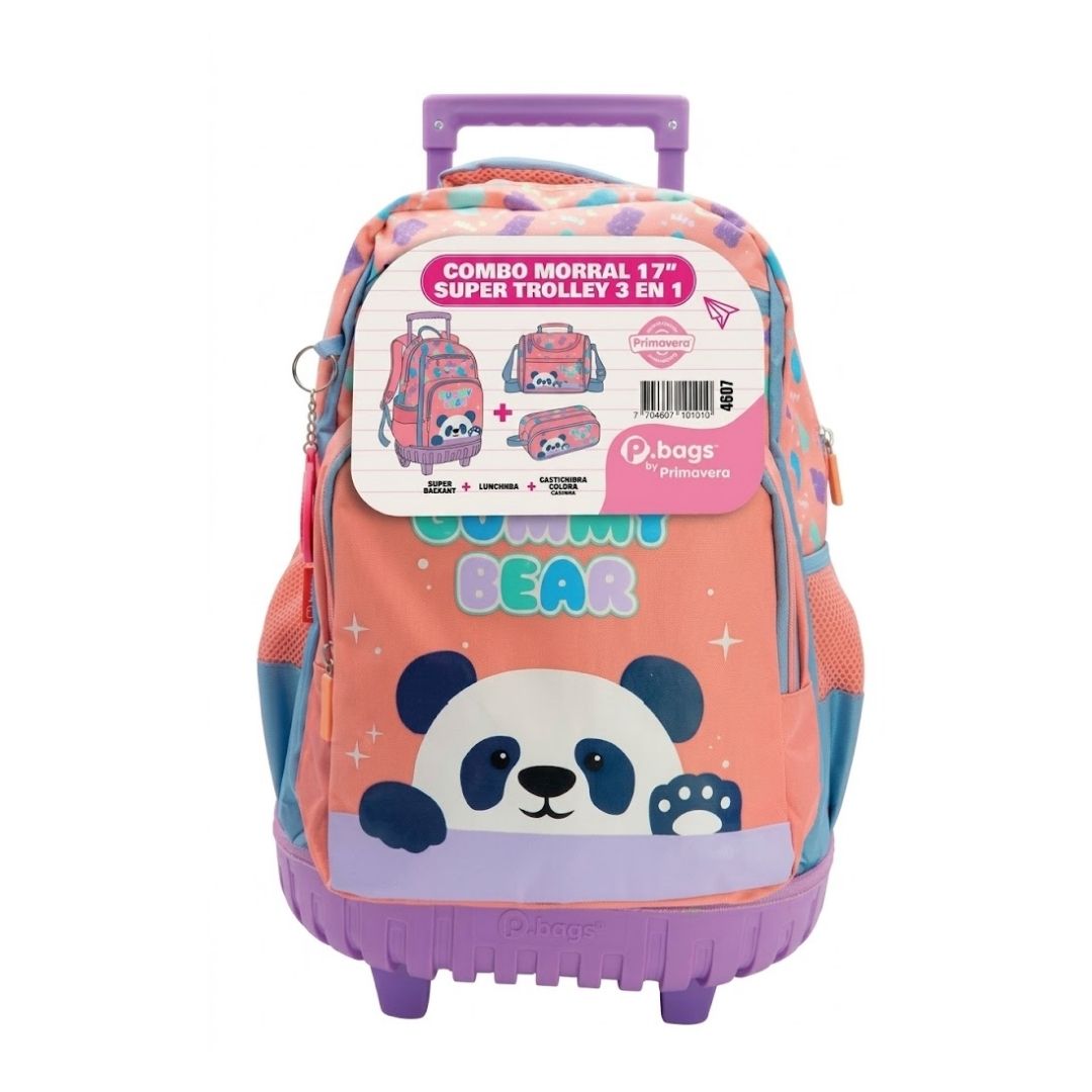 Morral Super Trolley 17 Infantil Personajes Naranja y Morado