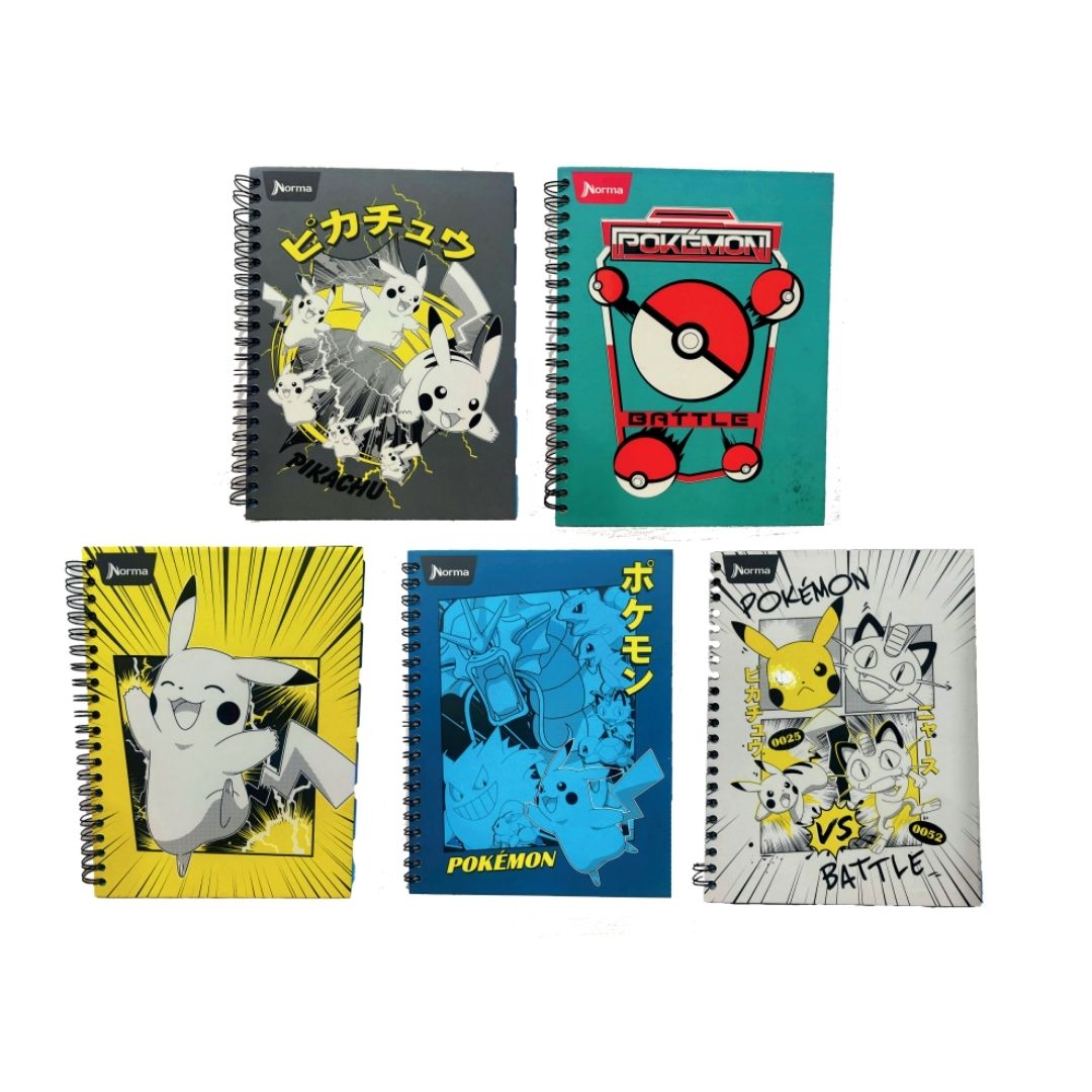 Cuaderno Argollado Norma Pokémon 7 Materias Mixto 105 Hojas