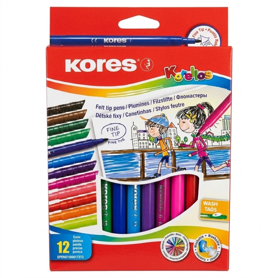 Plumones Kores Korellos Punta Fina x 12