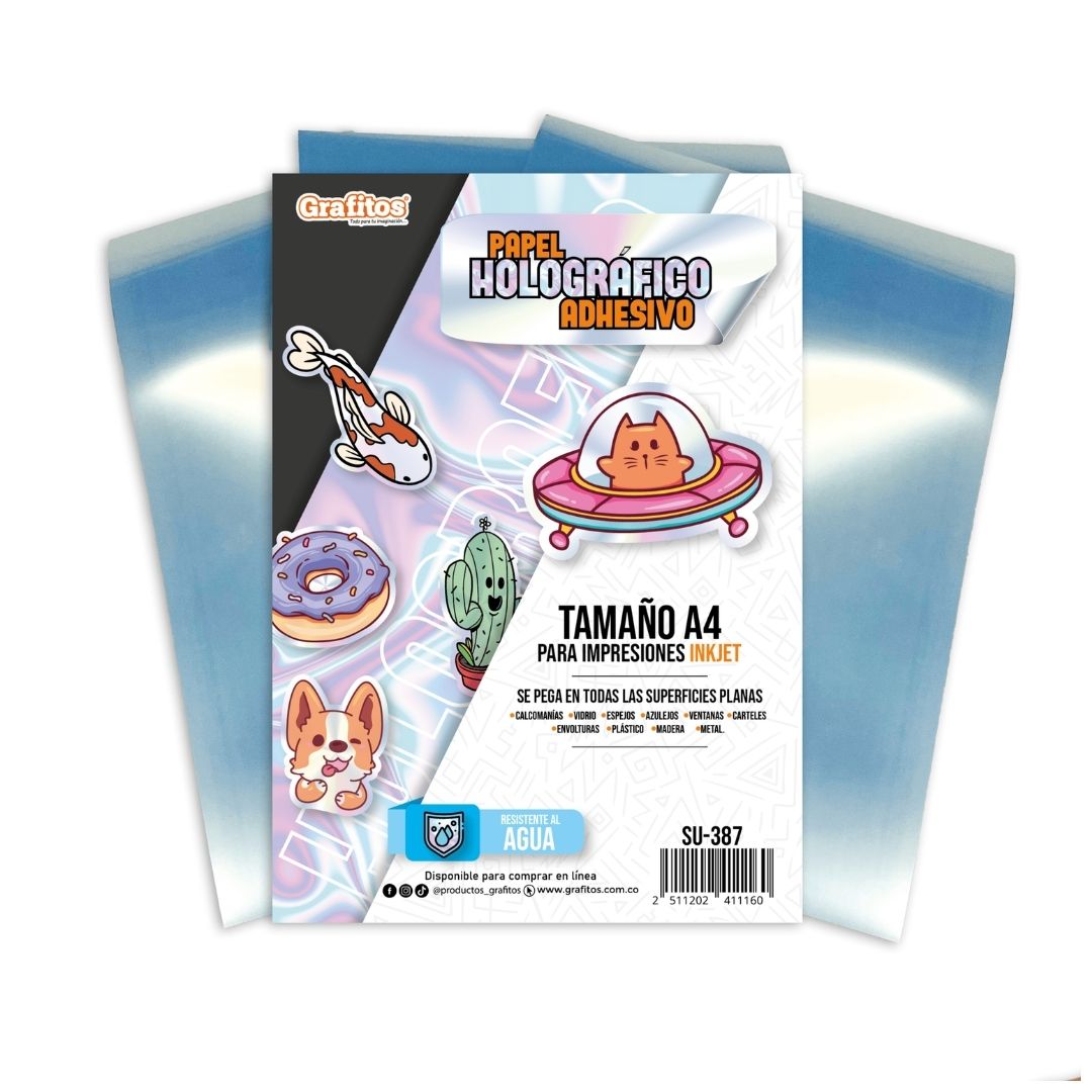 Papel Holográfico Adhesivo Grafitos A4 x20