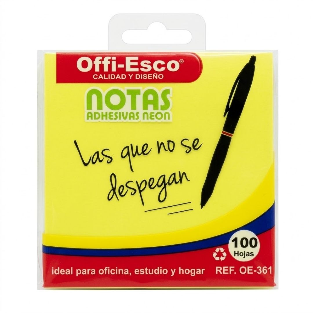 Taco Post-it Neón 4 Colores Offi Esco OE-361 x100