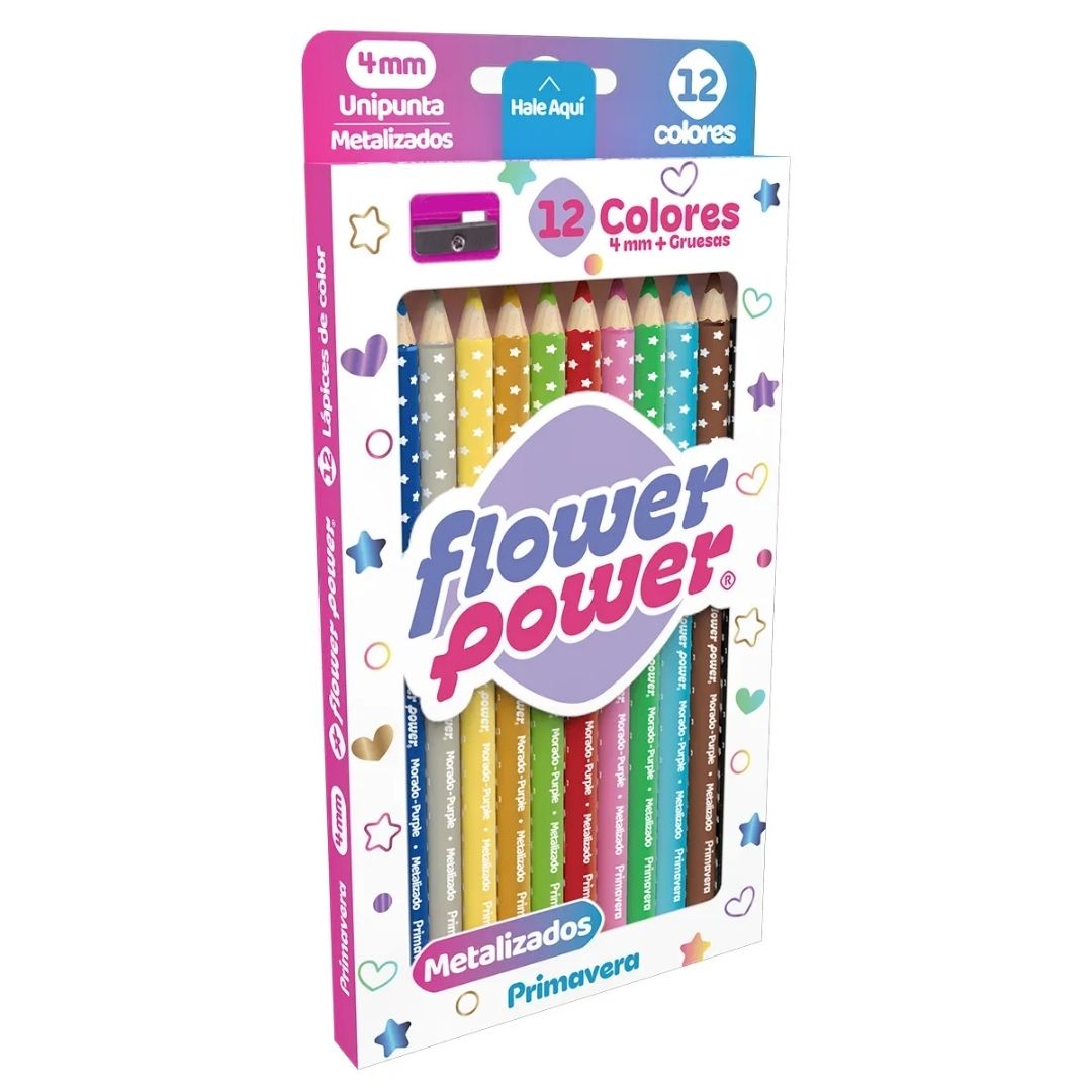 Colores Primavera Flower Power Metalizado 12 Unidades