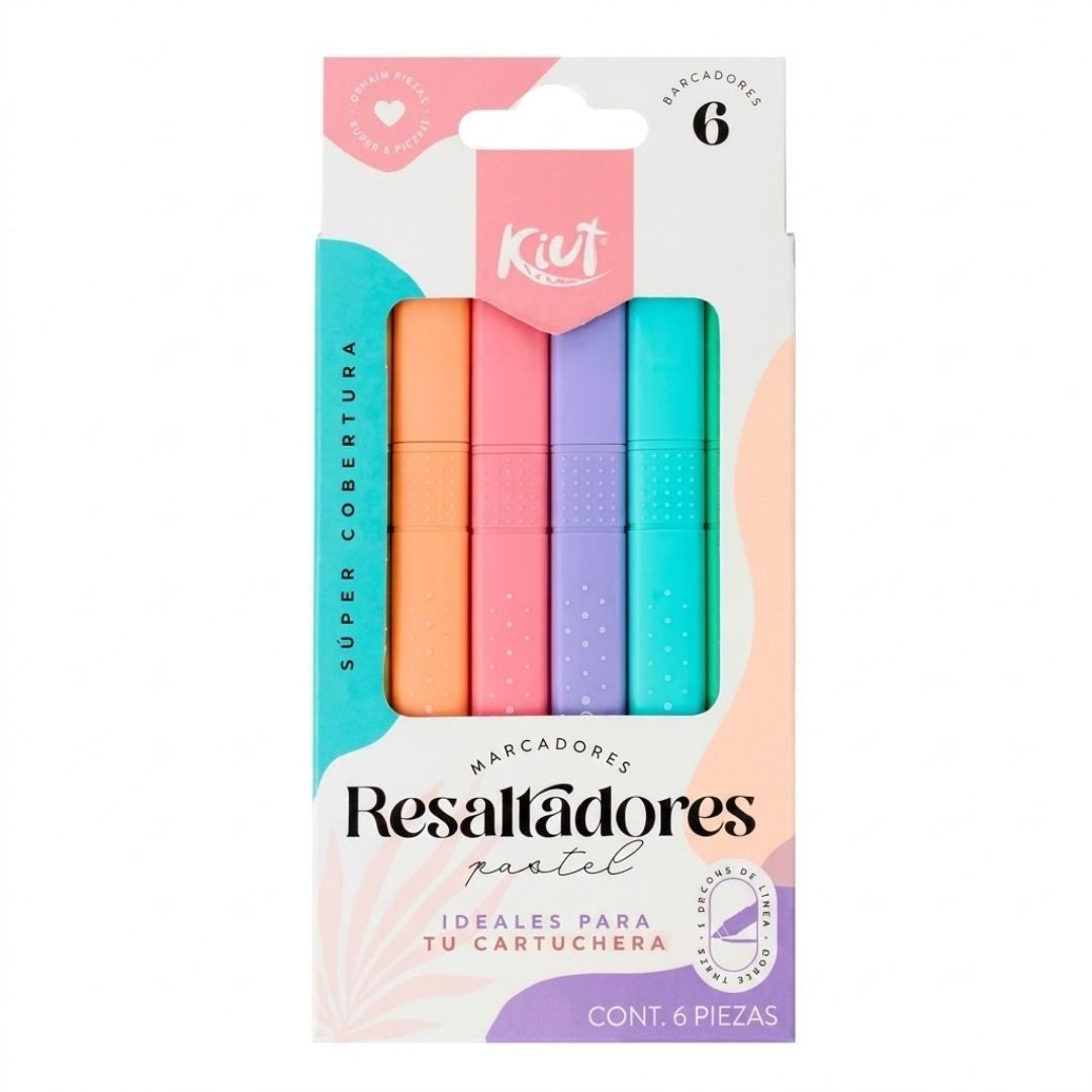 Resaltador Kiut Delgado Pastel x 6