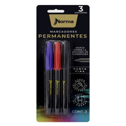 Marcadores Norma Premium Punta Fina Tonos Fuertes x 3