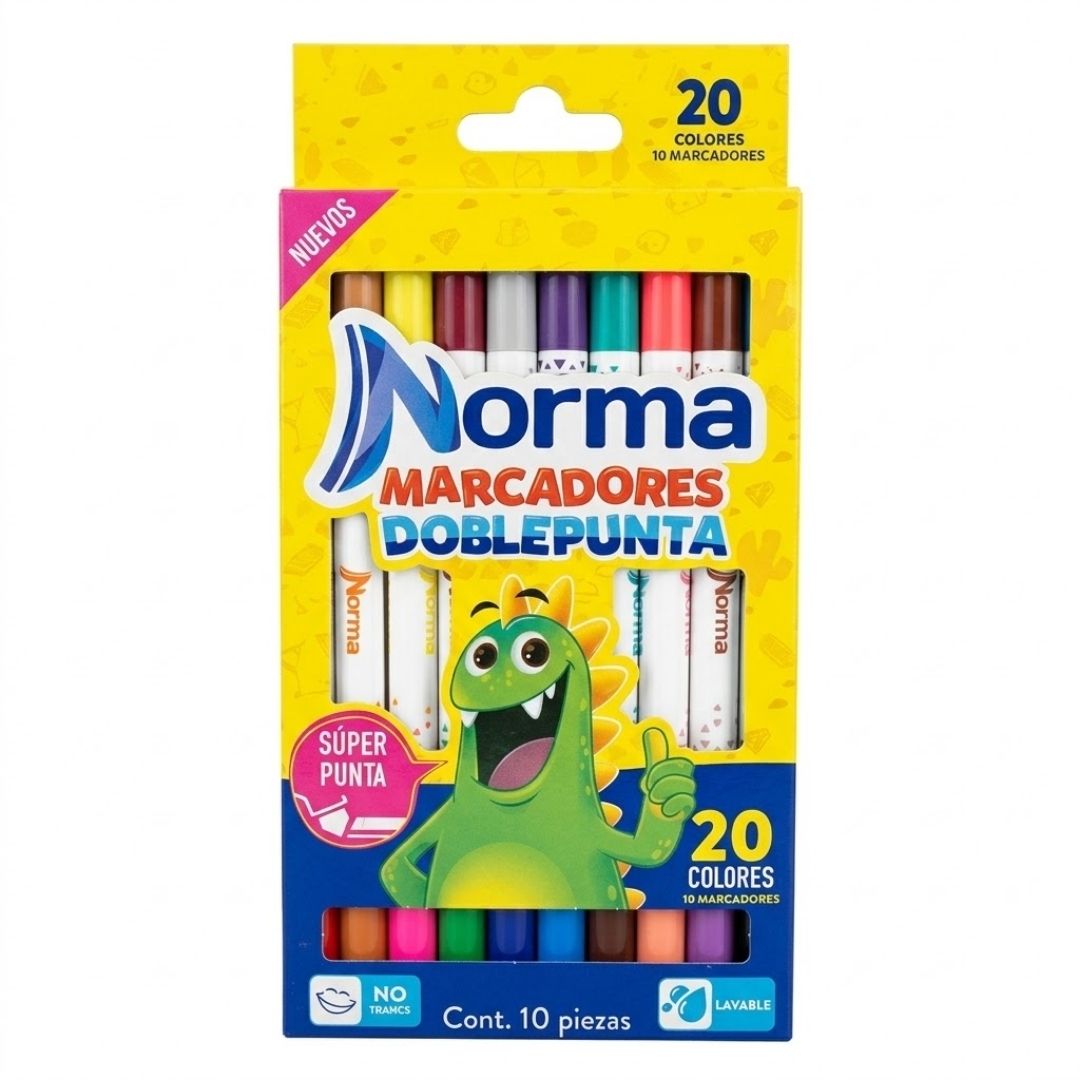Marcador Norma Lavable Doble Punta x 10/20