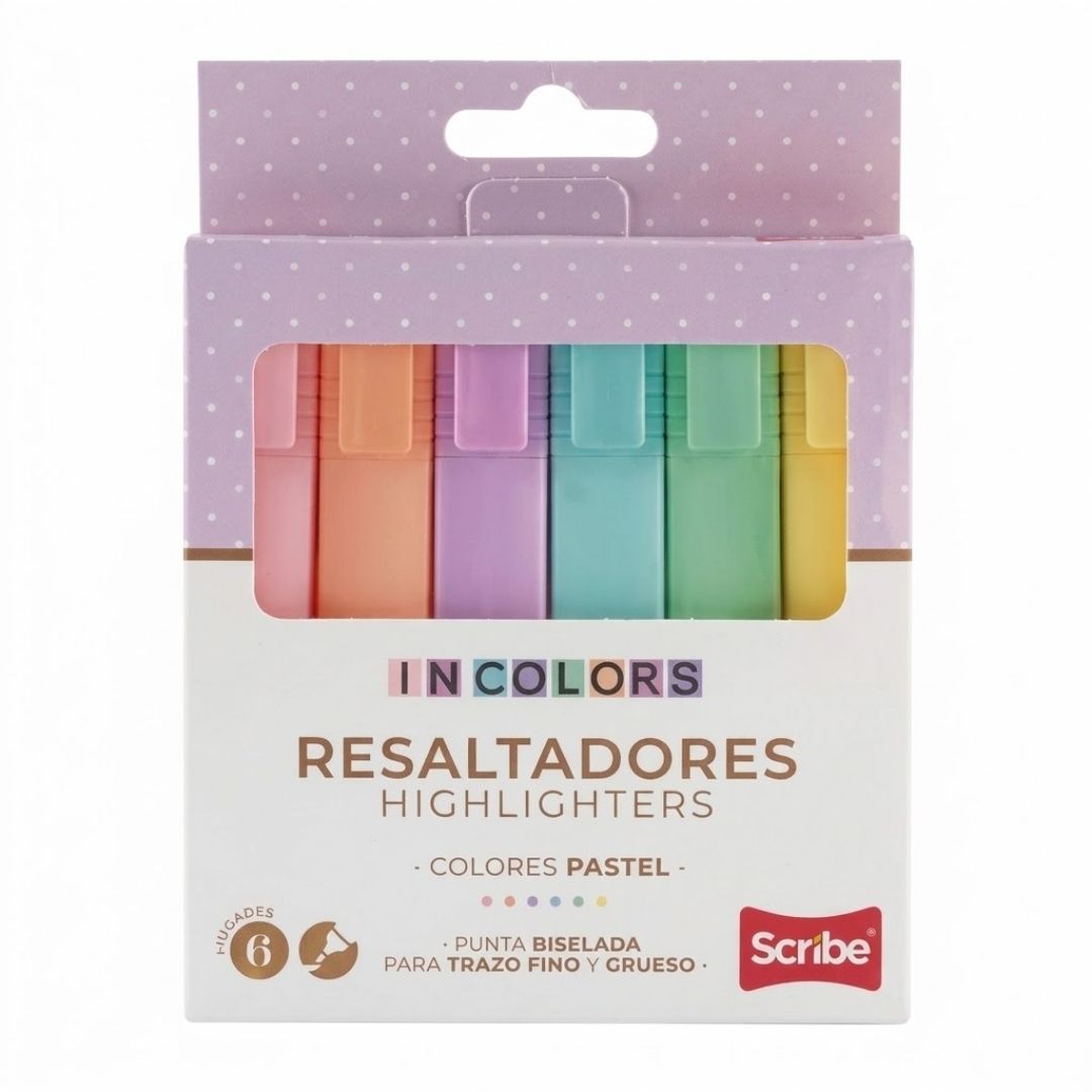 Resaltador Scribe Pastel x 6