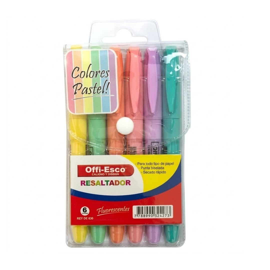 Resaltador Offi-Esco Delgado Pastel x 6