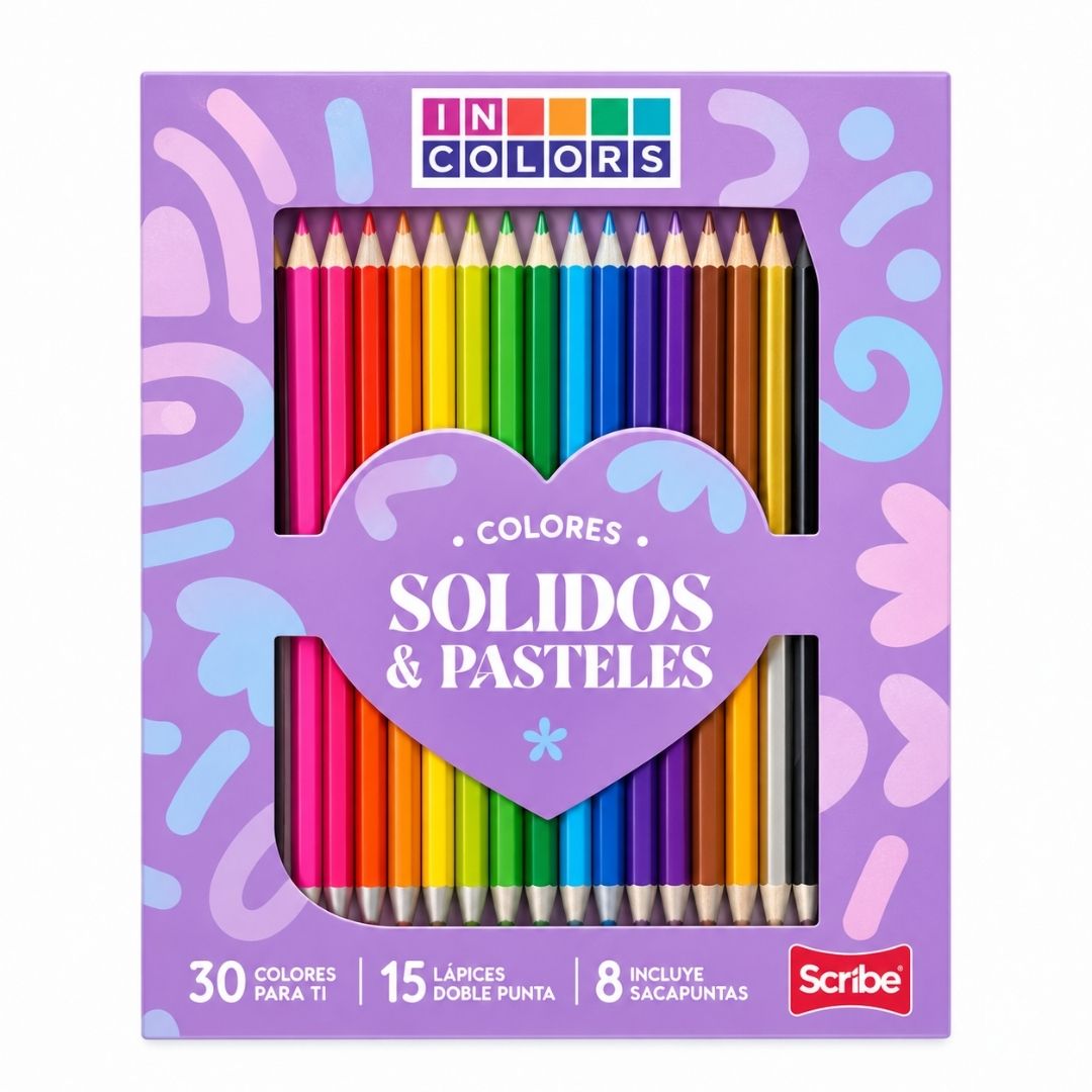 Colores Scribe Incolors Doble Punta 15 Unidades (30 Colores)