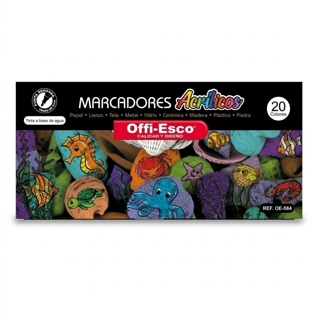 Marcador Acrílico Offi-Esco 2 mm x 20 Unidades