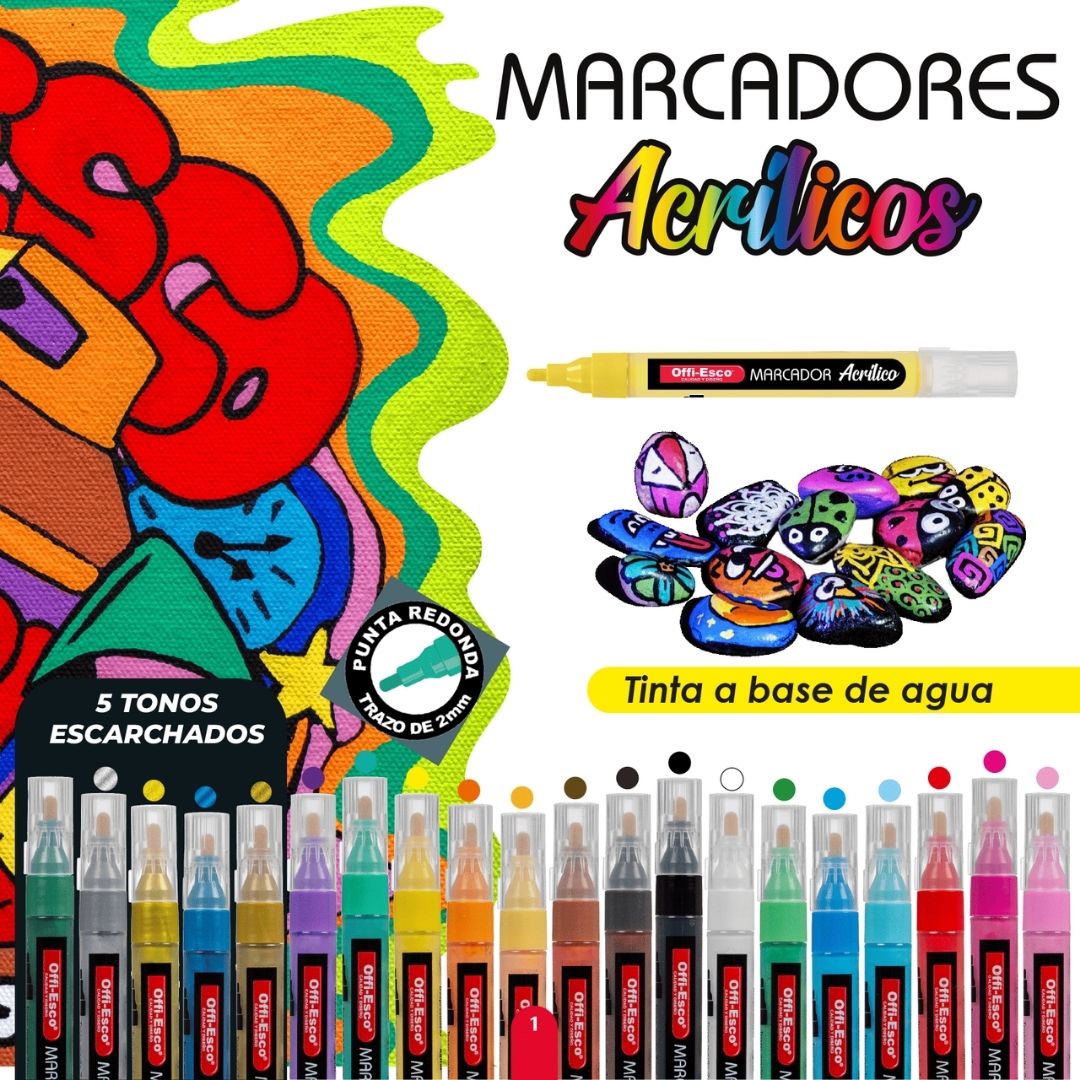 Marcador Acrílico Offi-Esco 2 mm x 20 Unidades