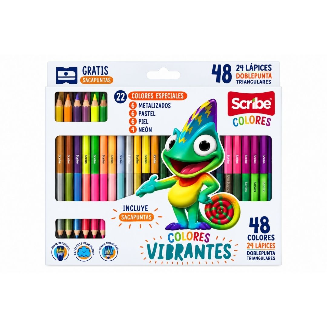 Colores Scribe Doble Punta 24 Unidades (48 Colores)