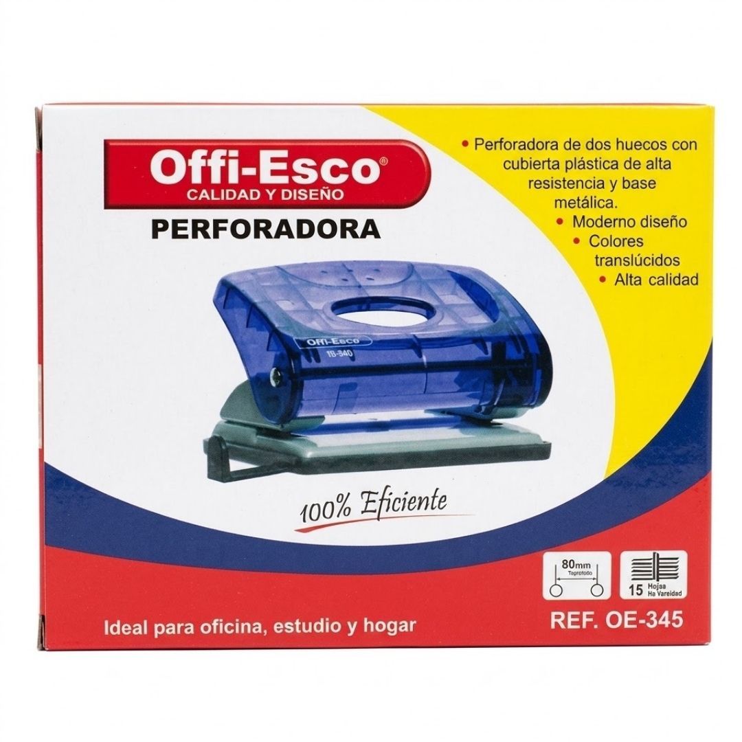 Perforadora Mediana Translúcida Offi Esco OE-345
