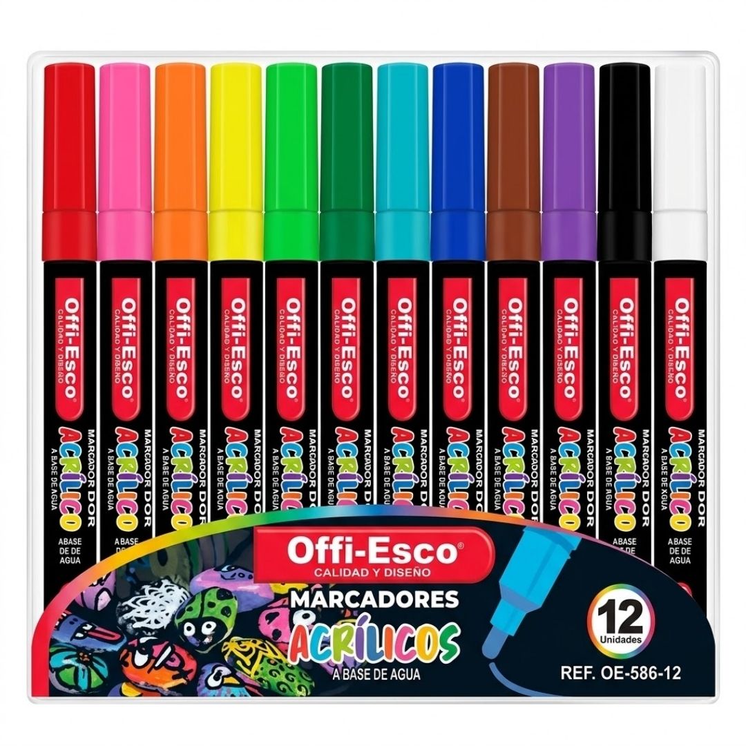 Marcador Acrílico Offi-Esco a Base de Agua 5 mm x 12 Unds