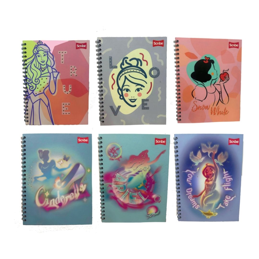 Cuaderno Scribe Princesas con Piedras Cuadro de 80 Hojas