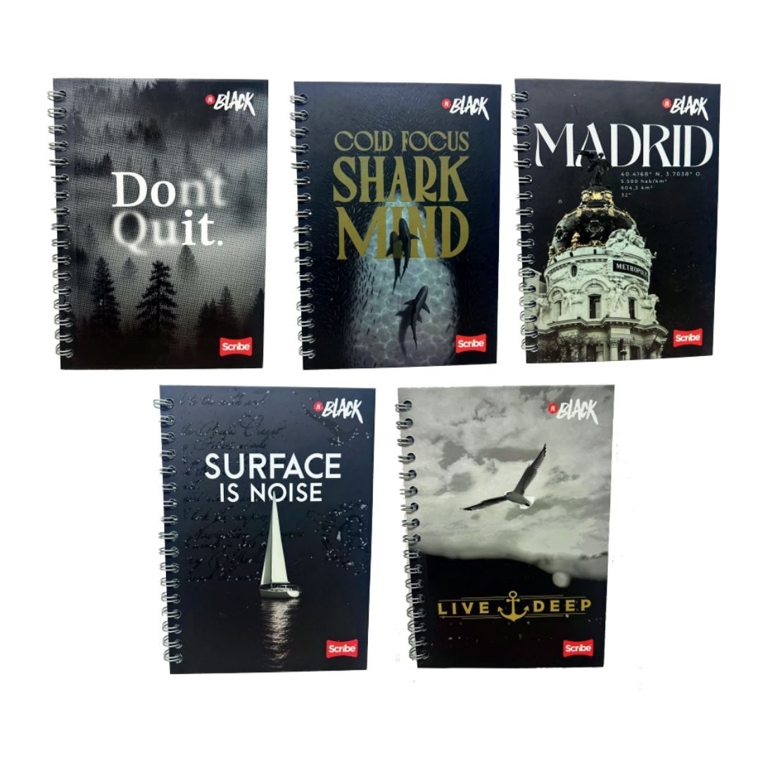 Cuaderno Scribe 85 In Black Línea de 80 Hojas