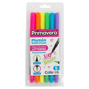 Plumón Primavera Punta Pincel Fluorescente x 6