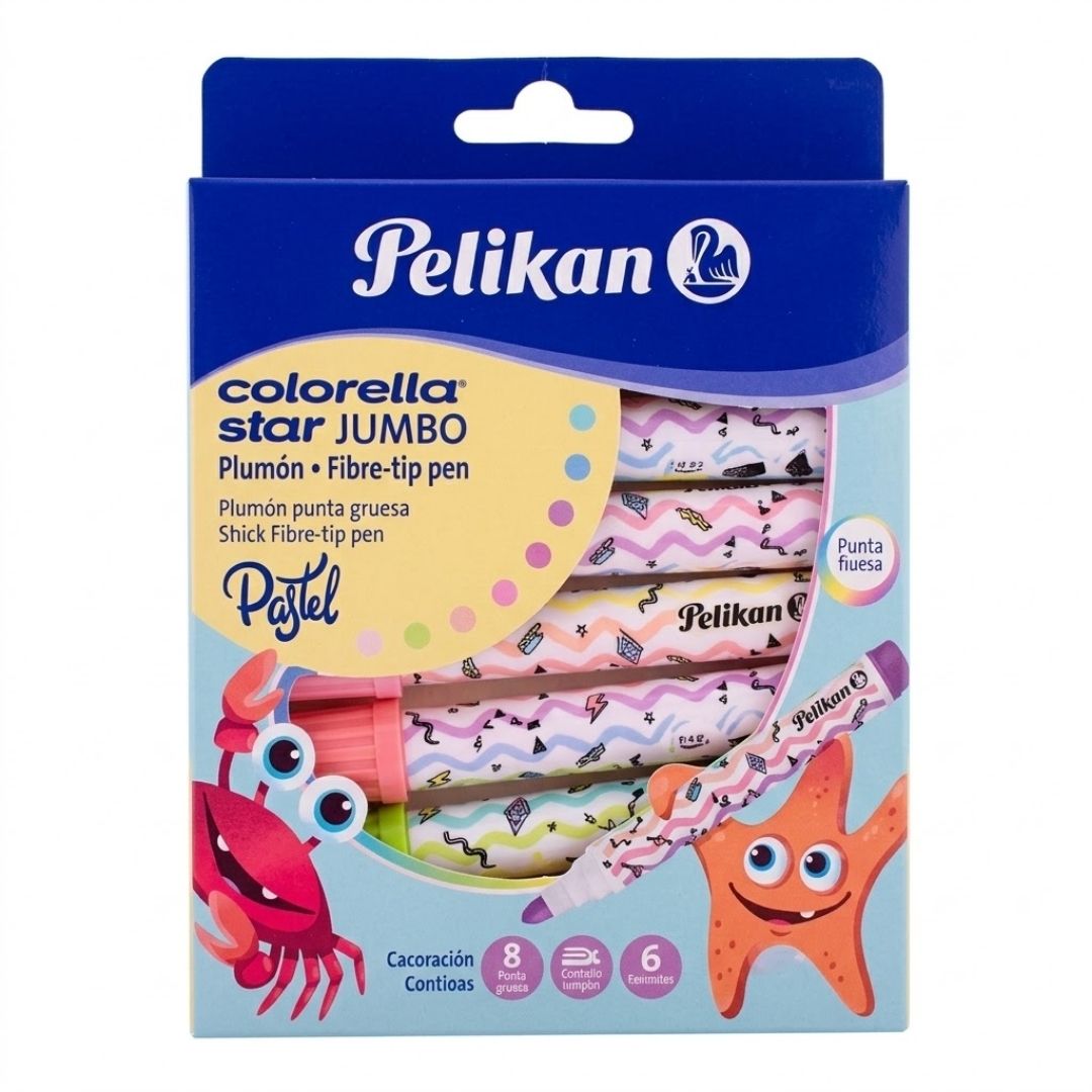 Plumón Pelikan Colorella Star Jumbo Pastel x 8