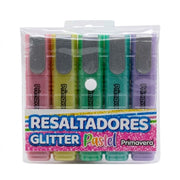 Resaltador Primavera Glitter Pastel x 5