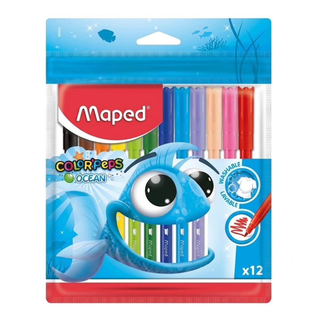 Plumones Maped Ocean Punta Cónica x 12