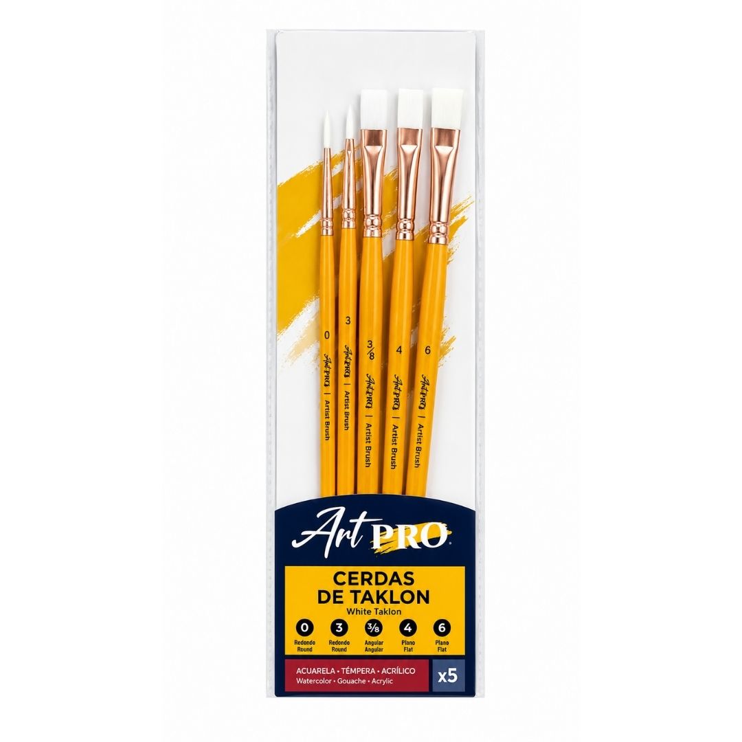Pincel Plano Pointer Art Pro Mango Naranja x 5 Und