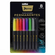 Marcadores Norma Premium Punta Fina Tonos Fuertes x 8