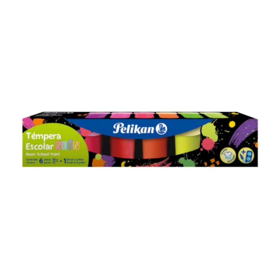 Témpera Pelikan Neón - 6 Unidades