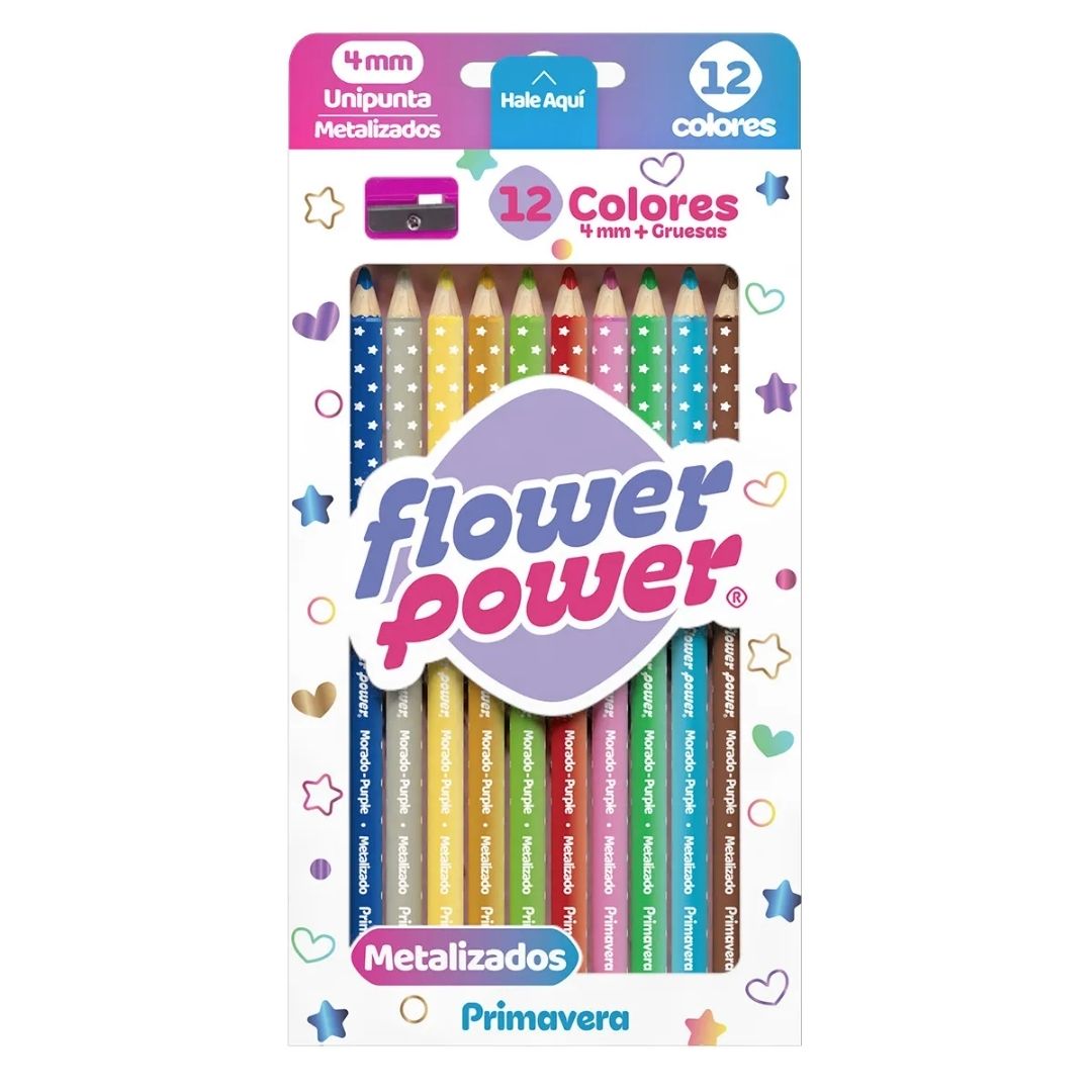 Colores Primavera Flower Power Metalizado 12 Unidades