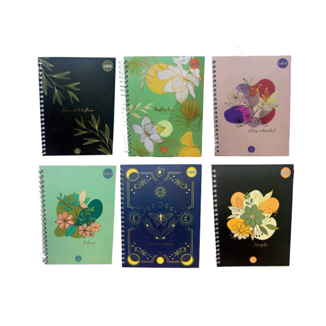 Cuaderno Lukis Flores Líneas de 80 Hojas