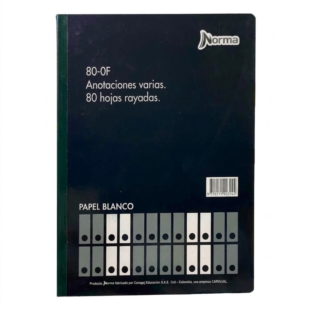Libro 1/2 Oficio Rayado Norma 80-0F x80