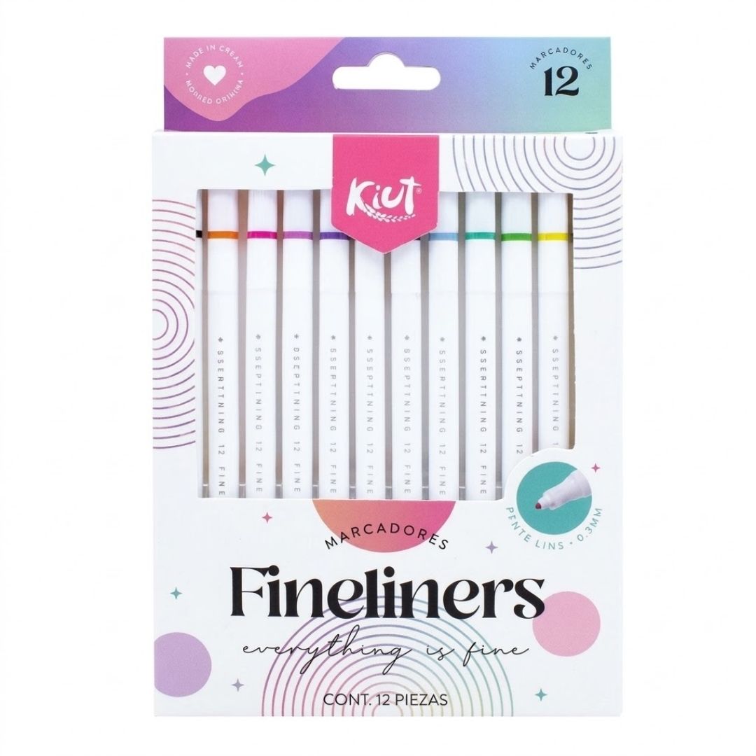 Marcador Fineliners Kiut Pastel x 12