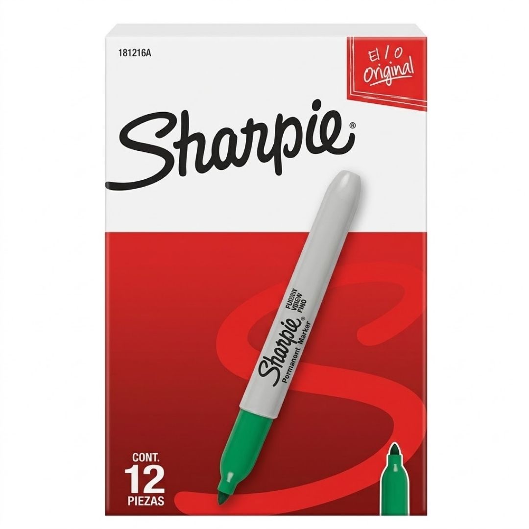 Marcador Sharpie Punta Fina Verde x 12