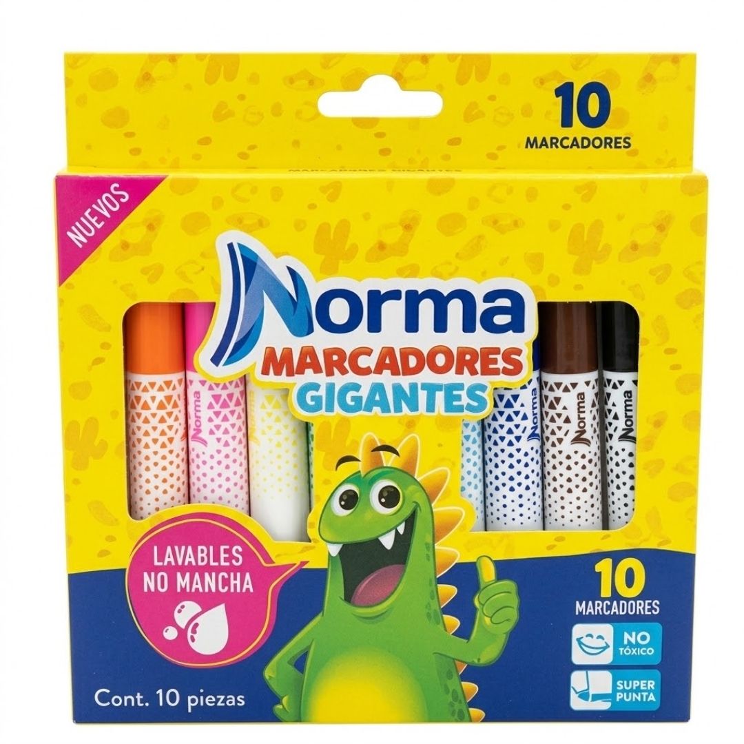 Marcador Norma Gigante Lavable x 10